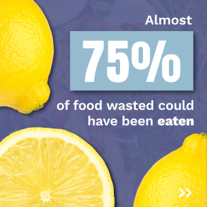 The words 'This costs the sector £3.2 billion a year' are in the top half of the image on a blue background. There are some freshly cut slices of cucumber scattered around the edge.